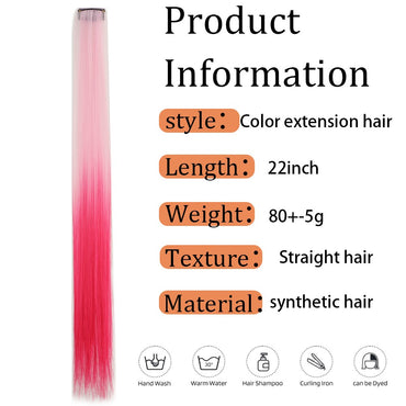 10pcs/pack Colored Party Highlights Clip in Hair Extensions for Girls 22 inches Multi-colors Straight Hair Synthetic Hairpieces
