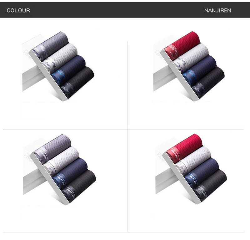 4pcs Men's Boxer Shorts Ice Silk Underwear Plus Size Underpants Cool Breathable Sexy Slim Panties Mesh Lingerie Wholesale Lots