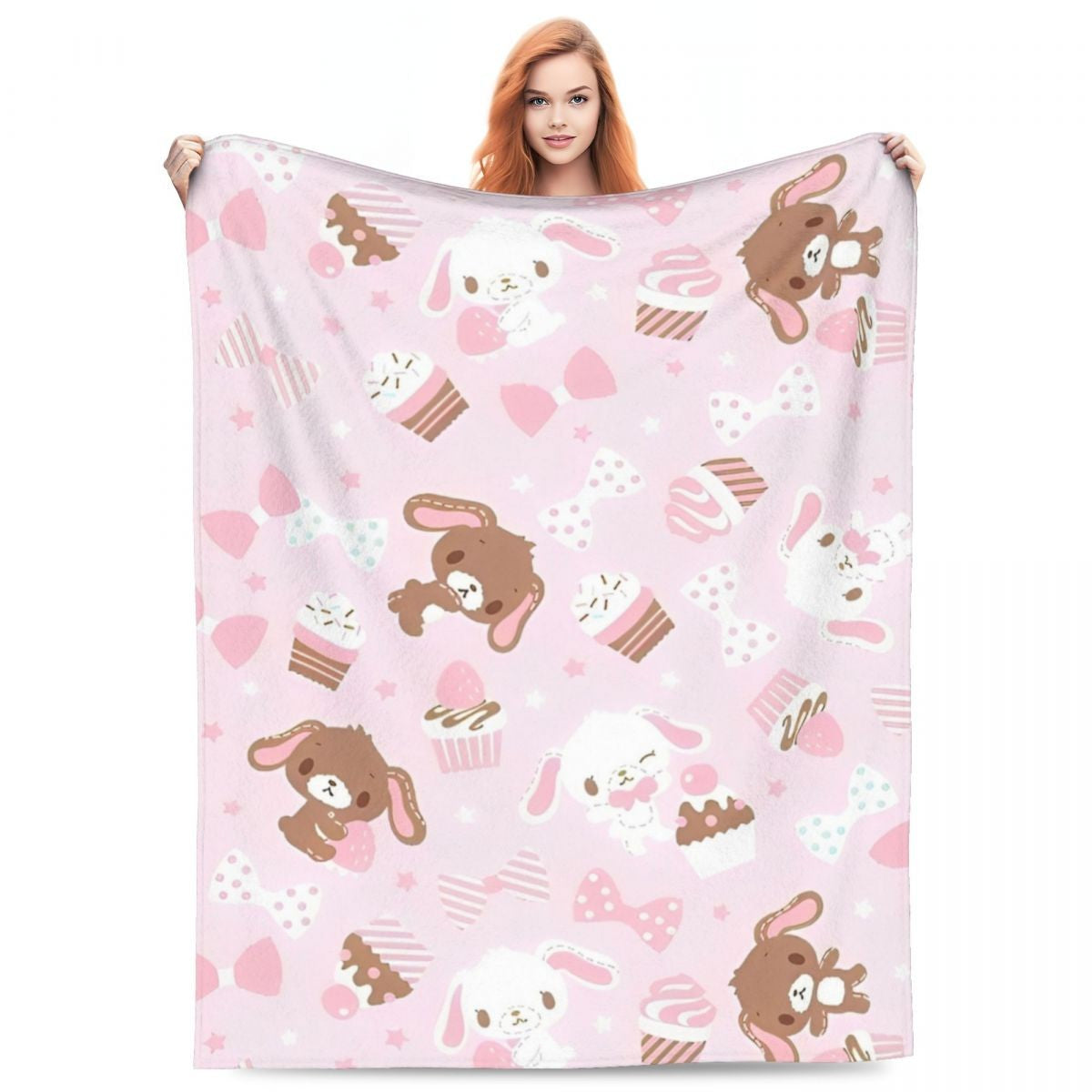 Sugarbunnies Sugar Rabbit Knitted Blanket Fleece Super Soft Throw Blankets for Outdoor Travel Bedroom Quilt