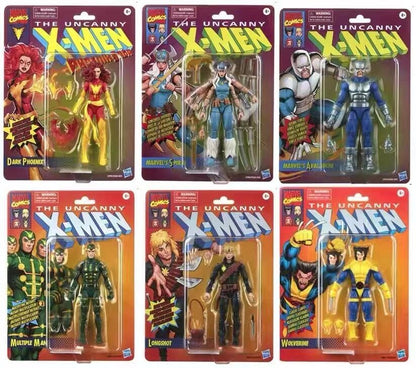 Boneco de Ação Marvel Legends Retro Wolverine Espiral Avalanche Longshot Dark Phoenix Multiple Man 6"