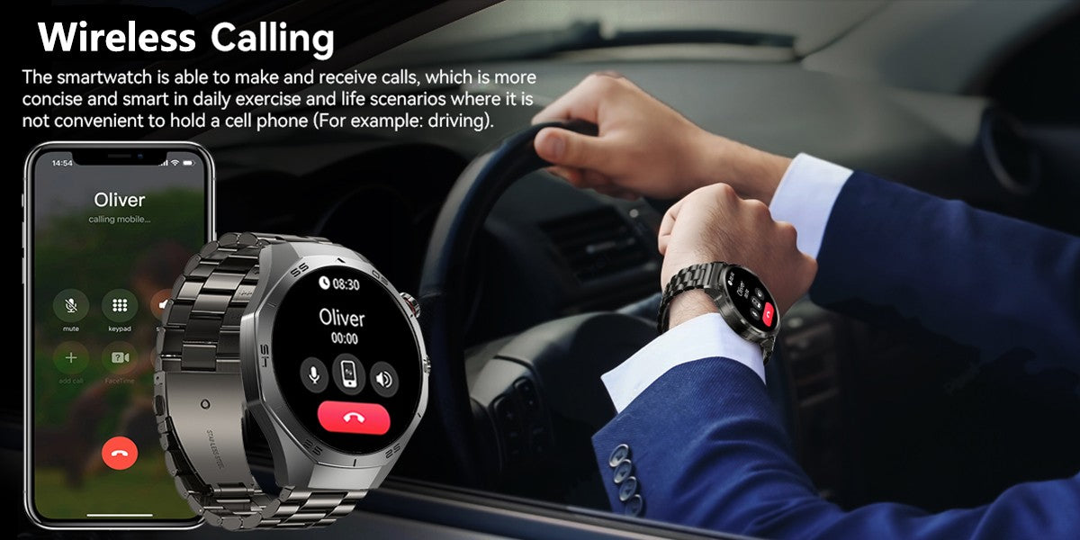 2025Novo Para Android e iOS Smartwatch Masculino Tela AMOLED GPS Rota de movimento Batimentos cardíacos Chamadas Bluetooth Smartwatch À Prova D'água