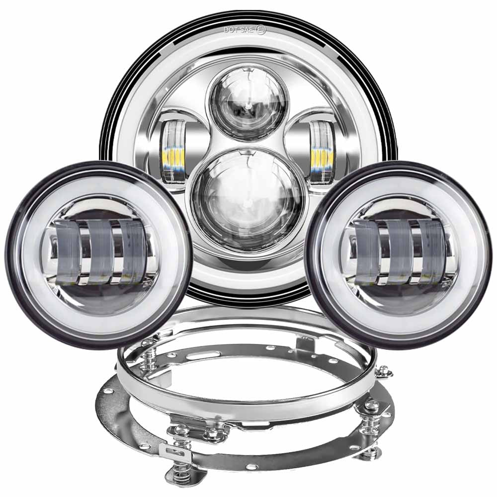 Farol de LED de 7 polegadas + Faróis de Neblina de 4,5 polegadas Suporte de Montagem de 7" Peças para Harley Touring Electra Glide Road King Street Glide