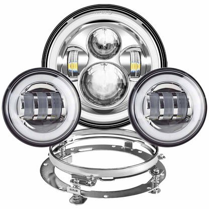 Farol de LED de 7 polegadas + Faróis de Neblina de 4,5 polegadas Suporte de Montagem de 7" Peças para Harley Touring Electra Glide Road King Street Glide
