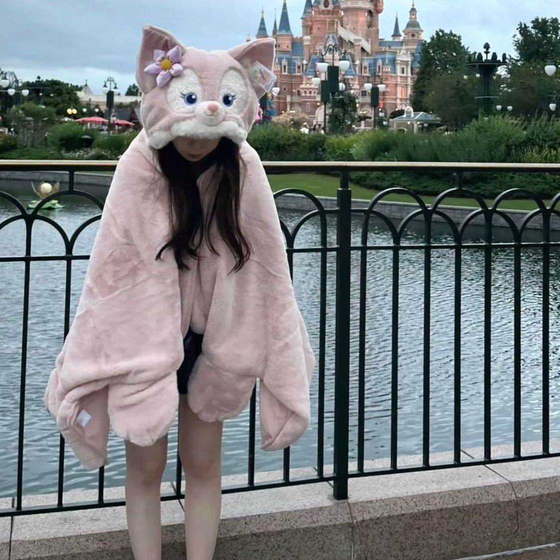 2025 Disney Lina Bell Cobertor com Capuz Desenho Animado Anime Manta Engrossada de Flanela para Dormir, Soneca, Uso Interno, Quente, Costurada, Presentes para Meninas