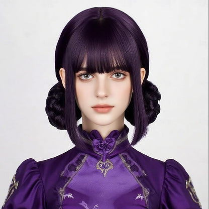Synthetic Hair Wigs Dark Purple  Costume  Cosplay Wig Anime Wigs Medium Straight Hair Accessory for Holloween