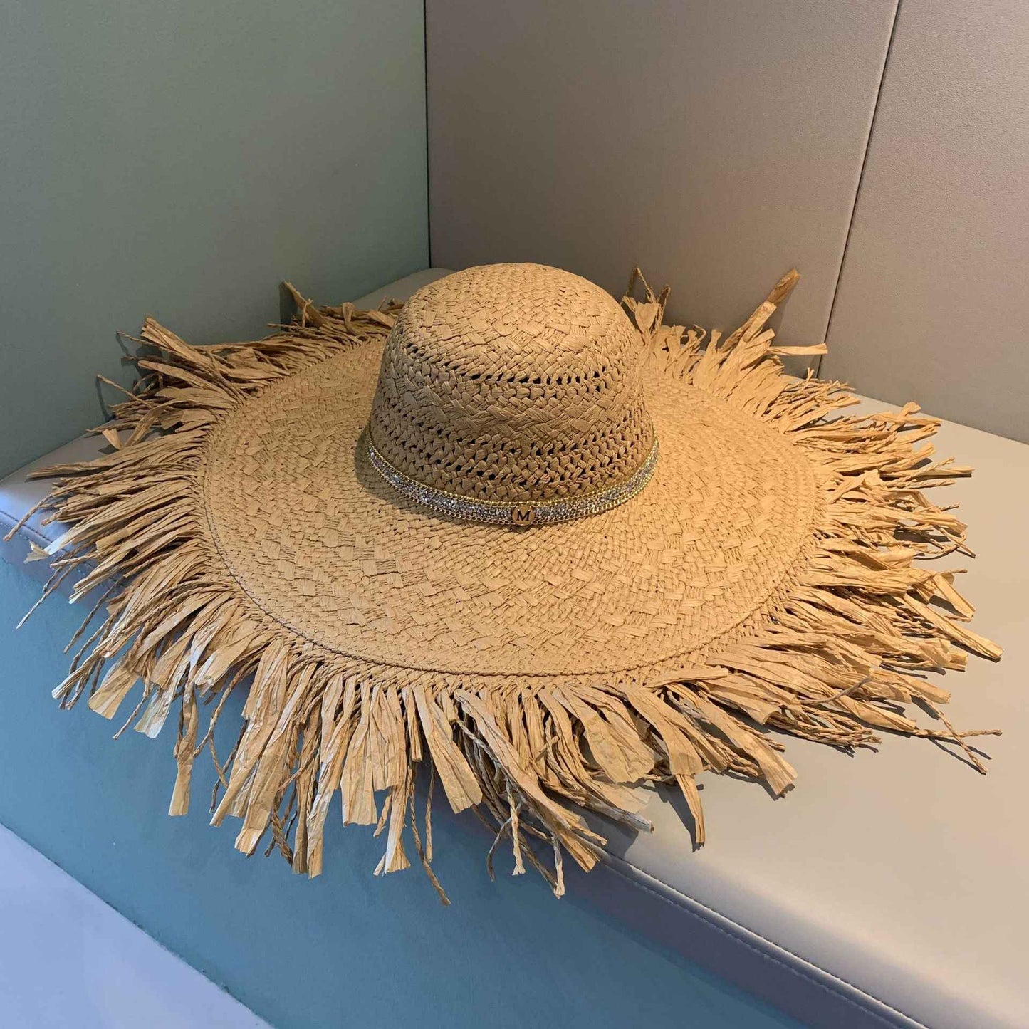 Straw hat women summer Large eaves beach vacation photo sunscreen straw hat personality European style foldable beach hat
