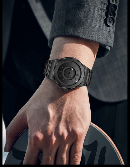 FOXBOX Creative Scrolling Pointer Magnetic Force Men's Quartz Wristwatches Outdoor Sports Waterproof Watch Men Relogio Masculino