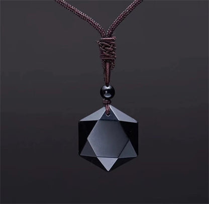 Colar com Pingente de Obsidiana Preta Nova Moda Pingente Estrela de Obsidiana Joias de Cristal da Sorte com Corda Grátis Dropshipping