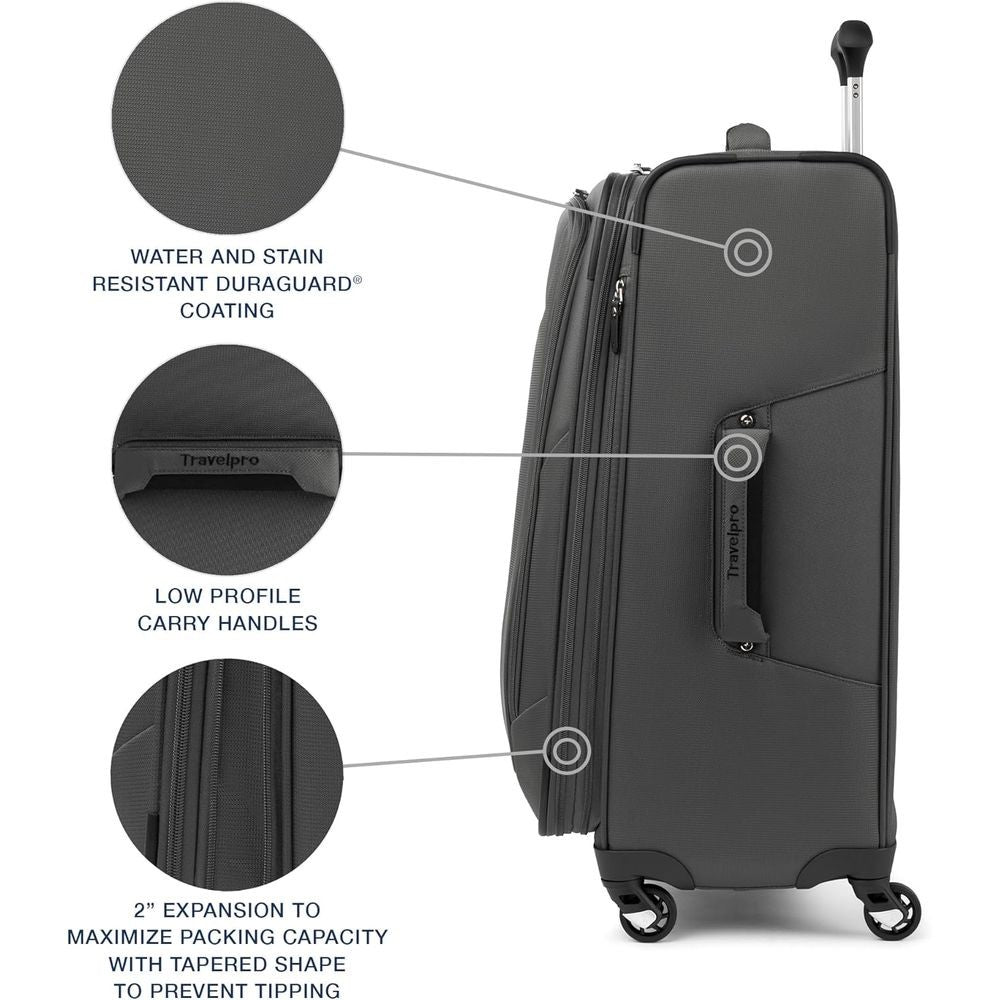 Expandable 2-Piece Carry-On Luggage Set with Spinner Wheels and Underseat Tote, Lightweight Suitcase for Men and Women, Shadow G