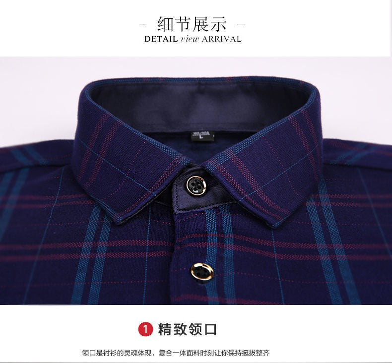 2025 Men's Winter Warm Long Sleeve Plaid Shirts Flannel Fur Lined Thick Formal Shirts Fleece Casual Shirt for Men Dress Shirts