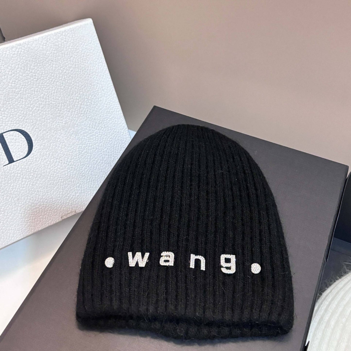 Simple Rabbit Hair Knitted Beanie for Women Outdoor Winter Warm Hat with Ear Flaps Basic Stretchable Skull Cap