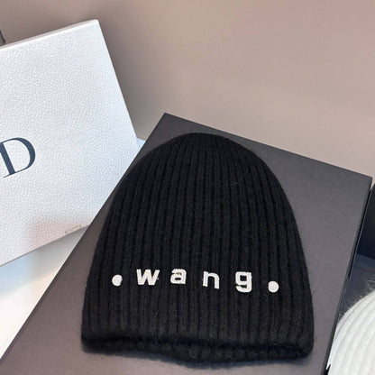 Simple Rabbit Hair Knitted Beanie for Women Outdoor Winter Warm Hat with Ear Flaps Basic Stretchable Skull Cap