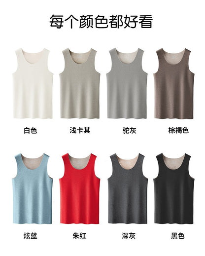 Comfortable Bamboo Fiber Thermal T Shirt Men Tank Top Wool High Quality Seamless Undershirt Winter Men's Warm Fleece Underwear