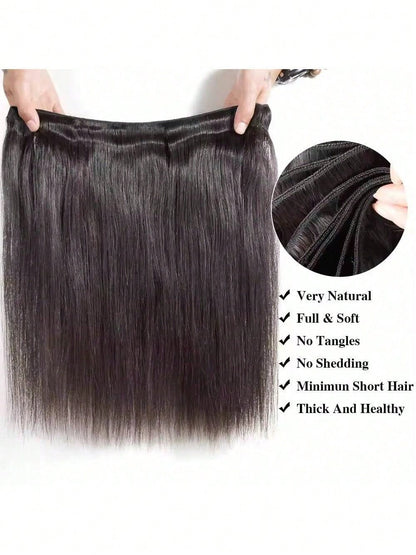 Pacotes de Cabelo Humano Liso de Osso 12A 100% Cabelo Virgem Brasileiro Não Processado 32 Polegadas Cabelo Cru Extensões de Trama de Pacotes Duplos