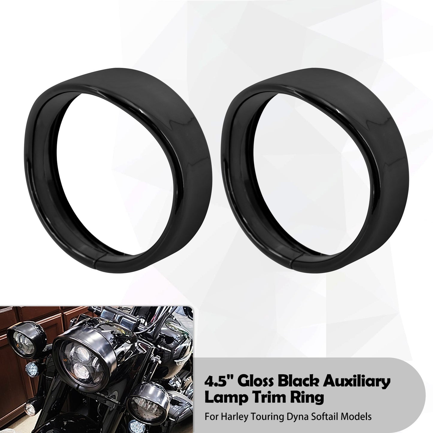 Anel de Acabamento do Farol de 7'' para Motocicleta + Capa de Luz de Neblina de 4.5'' + Anel de Acabamento do Pisca Estilo Visor para Harley Touring Road King Softail