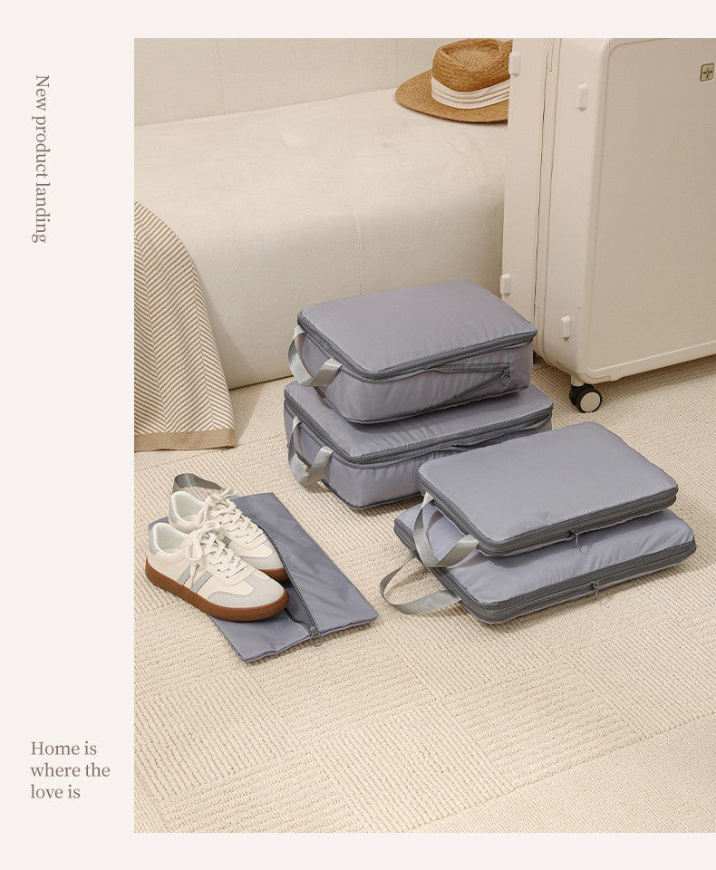 4Pcs/Set Travel Compression Packing Cubes Bag Portable Suitcase Clothes Organizers Waterproof Luggage Storage Cases Drawer Bags