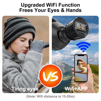 Câmera de Oculares WiFi Eletrônica 1920X1080 Tela de Alta Definição de 1.5'' Gravador Portátil para Telescópios com Conexão APP