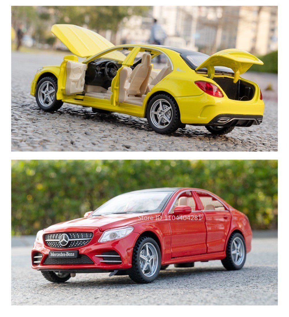 1:32 C260L E300L Carro de Brinquedo em Miniatura de Liga Fundida, 6 Portas Abertas, Luz e Som, Fricção, Pneus de Borracha, Veículo para Crianças de Presente