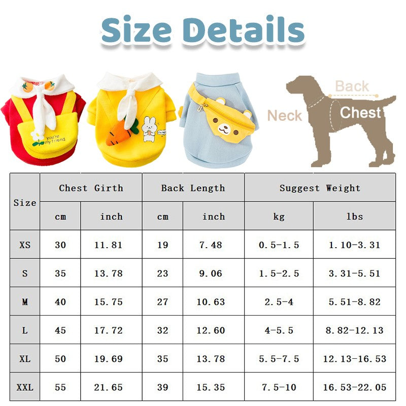 Roupas de inverno para cachorro, Moletom com capuz fofo de desenho animado, quente, para Chihuahua, Bulldog Francês, Roupa para filhotes, Casaco, Fantasia para cães de estimação