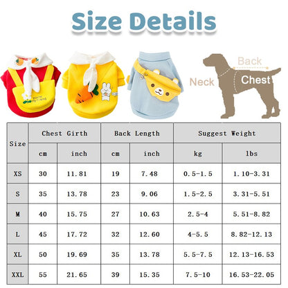 Roupas de inverno para cachorro, Moletom com capuz fofo de desenho animado, quente, para Chihuahua, Bulldog Francês, Roupa para filhotes, Casaco, Fantasia para cães de estimação
