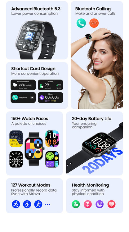 HAYLOU Watch S6 Voice Calling Smart Watch Men Health Monitoring IP68 Waterproof Smart Notifications Voice Assistant Smartwatch