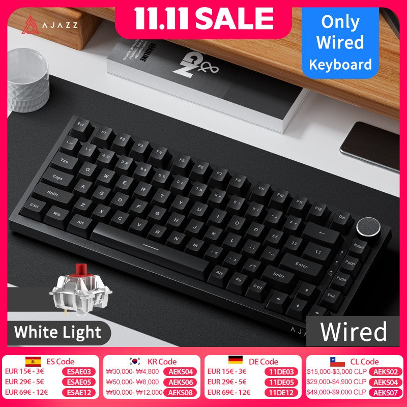 Teclado mecânico gamer Ajazz AK820/AK820Pro Bluetooth 5.1/sem fio/com fio, teclado customizado com botão selado de troca térmica