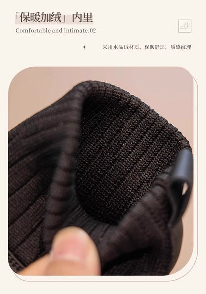 Children's Snow Boots 2-18 Years Old Khaki Padded Thickened Boys Girls Cotton Shoes Winter Black Soft Non-slip Kids Sock Boots