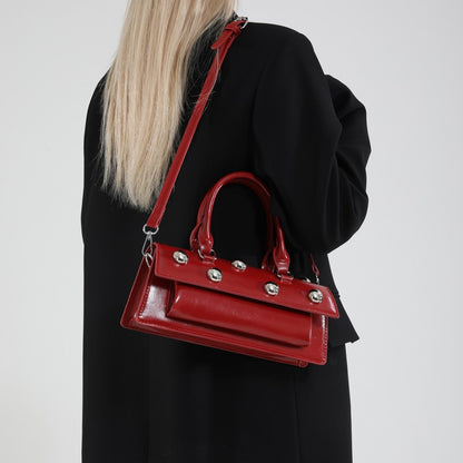 Bolsa de Ombro Pequena Retrô com Rebites de Couro PU LEFTSIDE para Mulheres Tendência 2025 Bolsas de Mão de Luxo Y2K e Bolsas Transversais Femininas