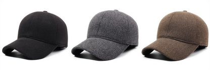 NORTHWOOD Solid Cotton Winter Baseball Cap For Men Warm Windproof Trucker Caps Ear Flap Snapback Outdoor Dad Hats Bones