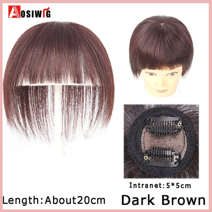 Perucas de cabelo encaracolado sintético AOSI castanho preto, substituição de extensões de cabelo tipo topete, apliques femininos com franja