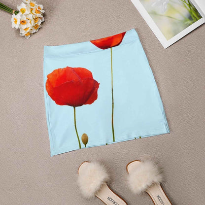 Poppy Women's skirt Sport Skort Skirt With Pocket Fashion Korean Style Skirt 4Xl Skirts Amapola Poppy Red Rojo Flor Flowers