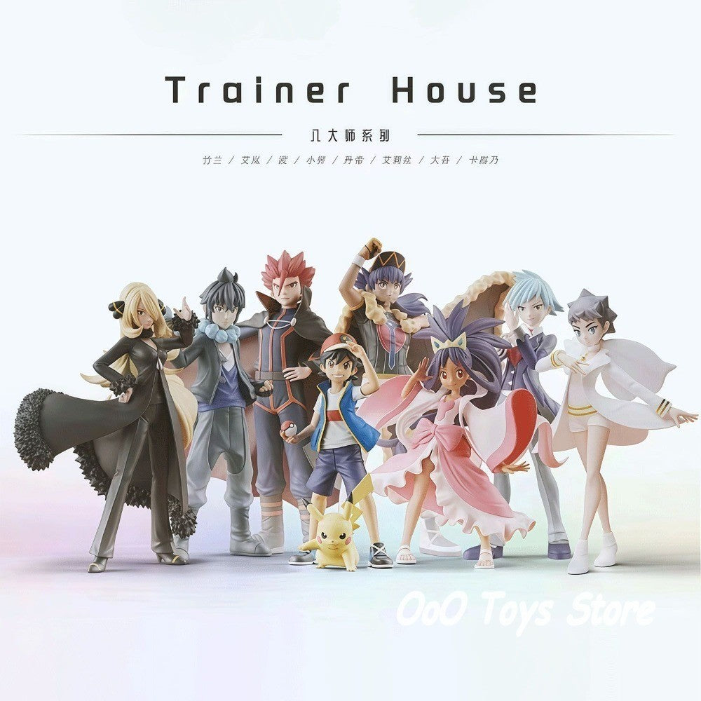 Action Figures Anime Pokémon Os Oito Grandes Mestres - Estátua de PVC Colecionável - Brinquedos Infantis de 7-9cm