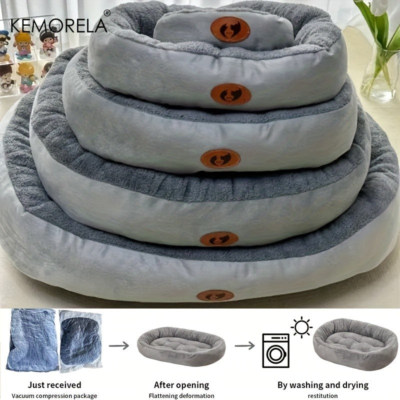 Cama Oval de Pelúcia para Cães e Gatos, Almofada Grossa Lavável à Máquina para Cães e Gatos de Pequeno, Médio e Grande Porte para Todas as Estações
