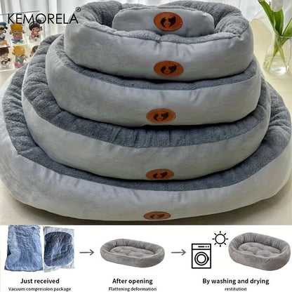 Cama Oval de Pelúcia para Cães e Gatos, Almofada Grossa Lavável à Máquina para Cães e Gatos de Pequeno, Médio e Grande Porte para Todas as Estações