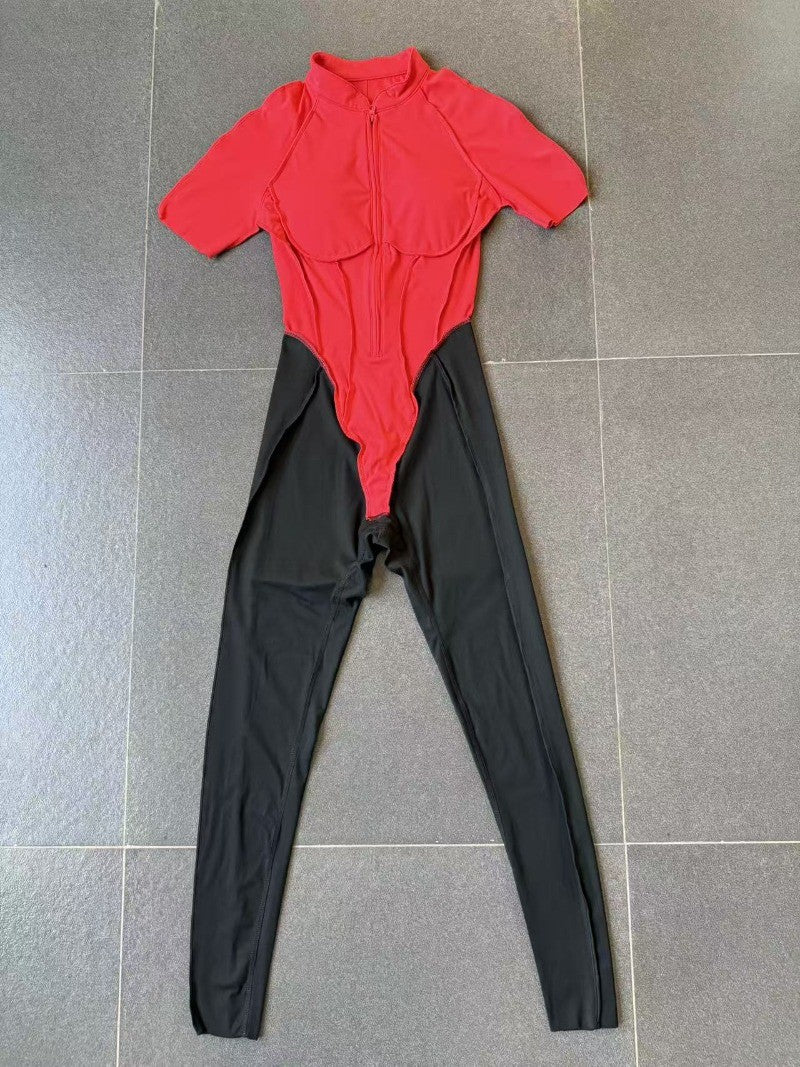 Women's New Yoga Jumpsuits with Contrasting Splicing Beauty Back Slim Fit One-piece Workout Gym Outdoor Sports Fitness Bodysuits
