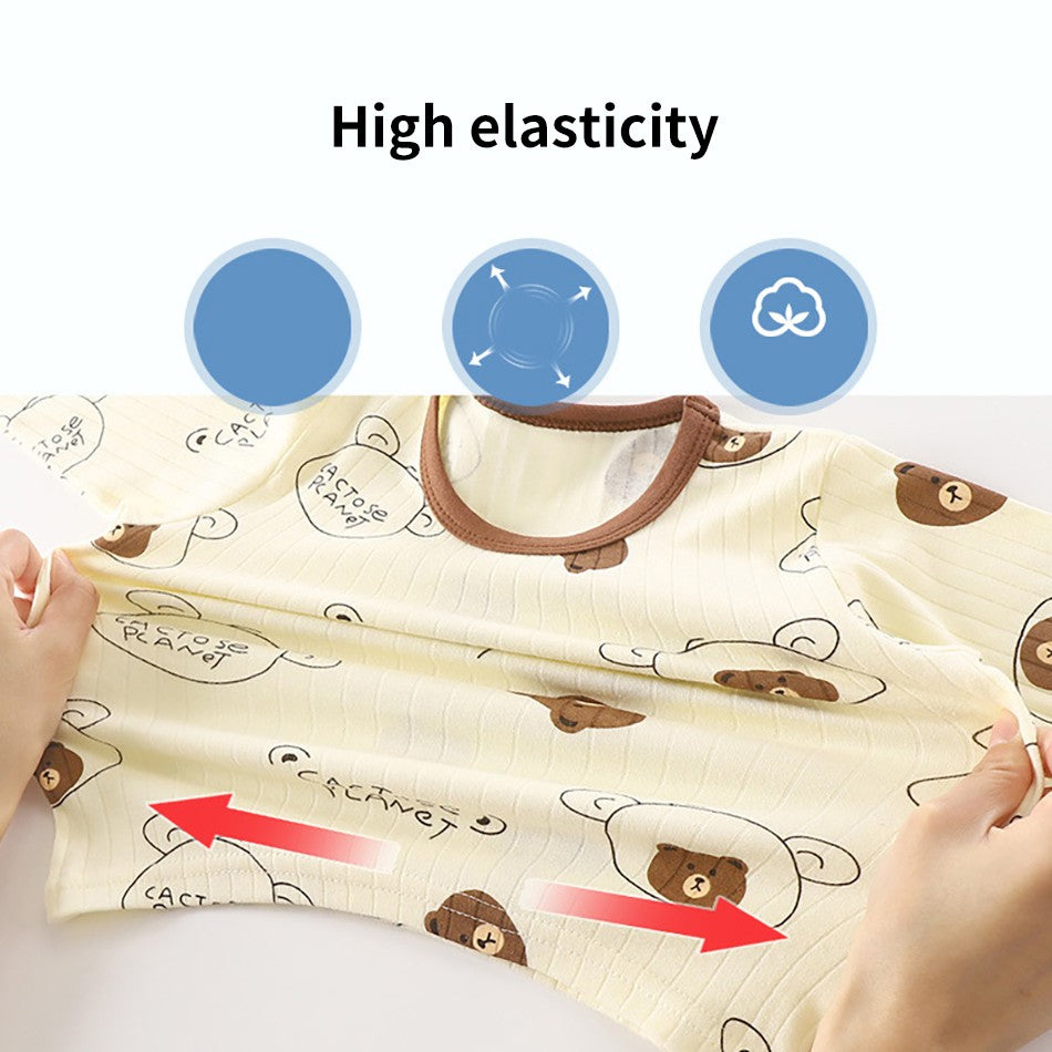 Kids Casual Autumn Long Sleeve Pajamas Set Boys and Girls Cartoon Print Home Wear Comfortable Soft Fabric Sleepwear