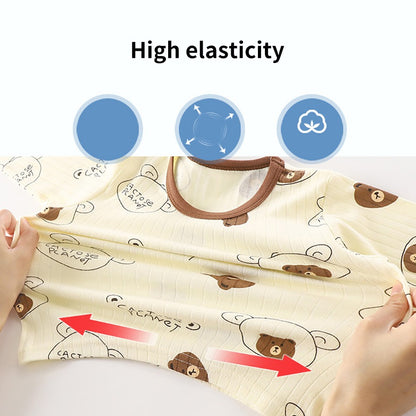 Kids Casual Autumn Long Sleeve Pajamas Set Boys and Girls Cartoon Print Home Wear Comfortable Soft Fabric Sleepwear