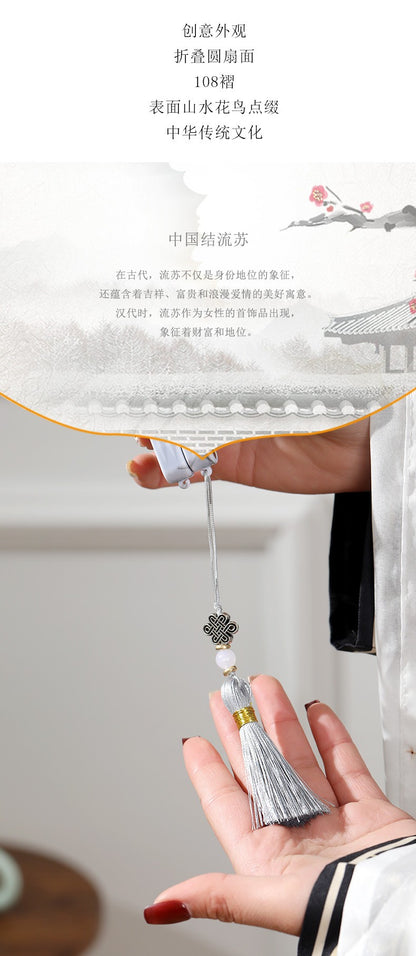Chinese Japanese Style Silk Fan Folding Fan Wedding Fan Art Gifts Dance Hand Fan Vintage Bamboo Folding Hand Held Flower Fan
