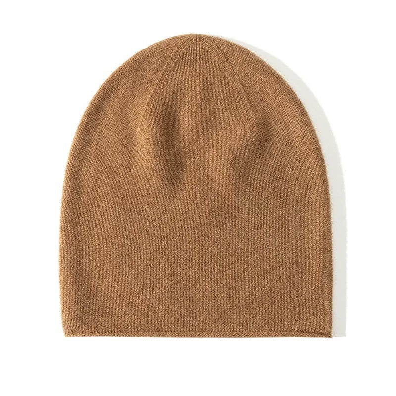 100% Cashmere Beanies Stocking Cap Women Men Seamless Knitted Woolen Hat Soild Colour Autumn Winter