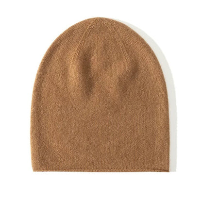 100% Cashmere Beanies Stocking Cap Women Men Seamless Knitted Woolen Hat Soild Colour Autumn Winter