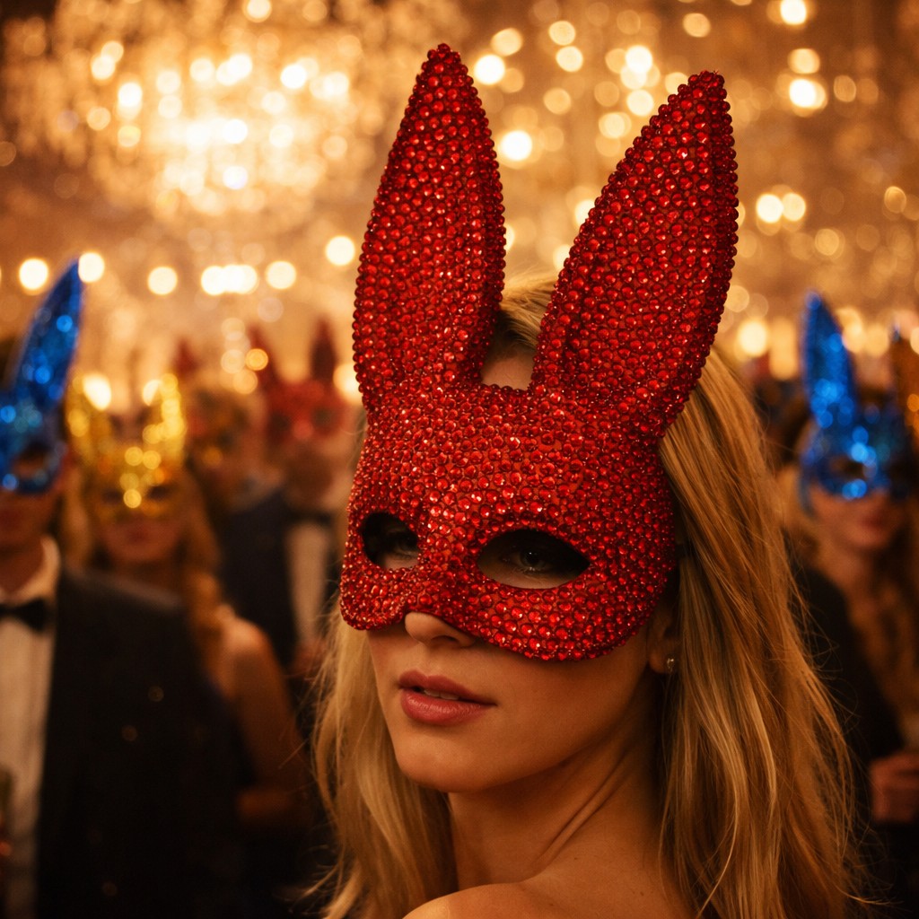 Rabbit Party Masquerade Glitter Mask for women Theater Performances Full Acrylic Rhinestone Face Mask Costume for Photo Shoots