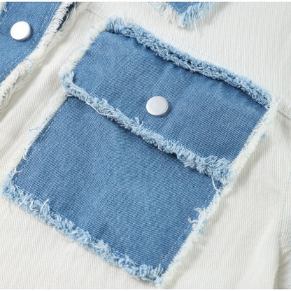 Women 's Jackets Laple Denim Patchwork Fringes Big Pockets Single Breasted Long Sleeve Coat Female 2025 Spring New Lady Outwears