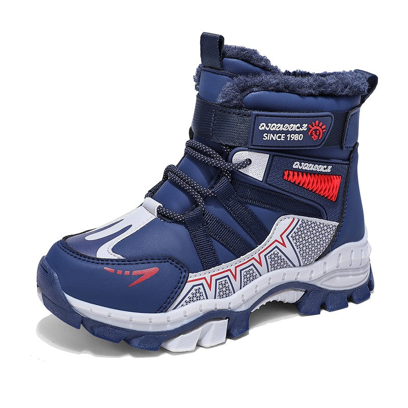 Kids Snow Boots Winter Fashion High Top Warm Plush Comfortable Anti Slip Stable Walking Shoes Boys Outdoor Sneakers Size 30-40