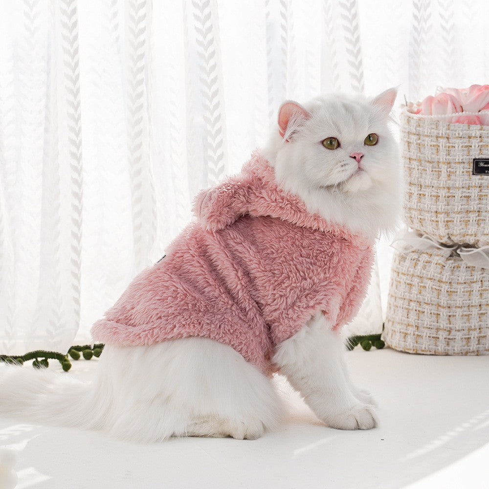 Pet Dog Soft Fleece Clothes Cute Hoodie Coat for Small Medium Dogs Cats Autumn Winter Puppy Hooded Jacket Sweater Pug Apparel