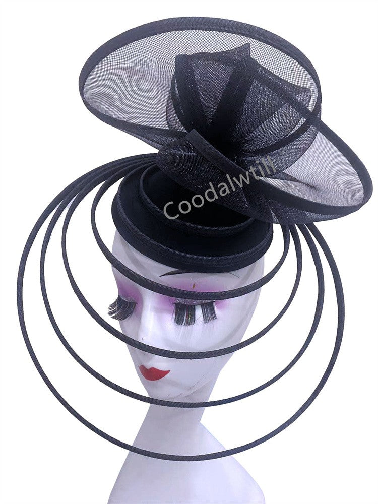 Chapéu Fascinator de Igreja Véu de Casamento de Malha Feminino para Festa Banquete Chapéu Boné Faixa de Cabelo Feminina Festa Chá Royal Ascot Chapéus Pillbox