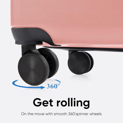 24 Inch Luggage, Hardside Suitcase with Spinner Wheels, TSA Approved Lock, Expandable Medium Suitcase for Travel & Business–Pink