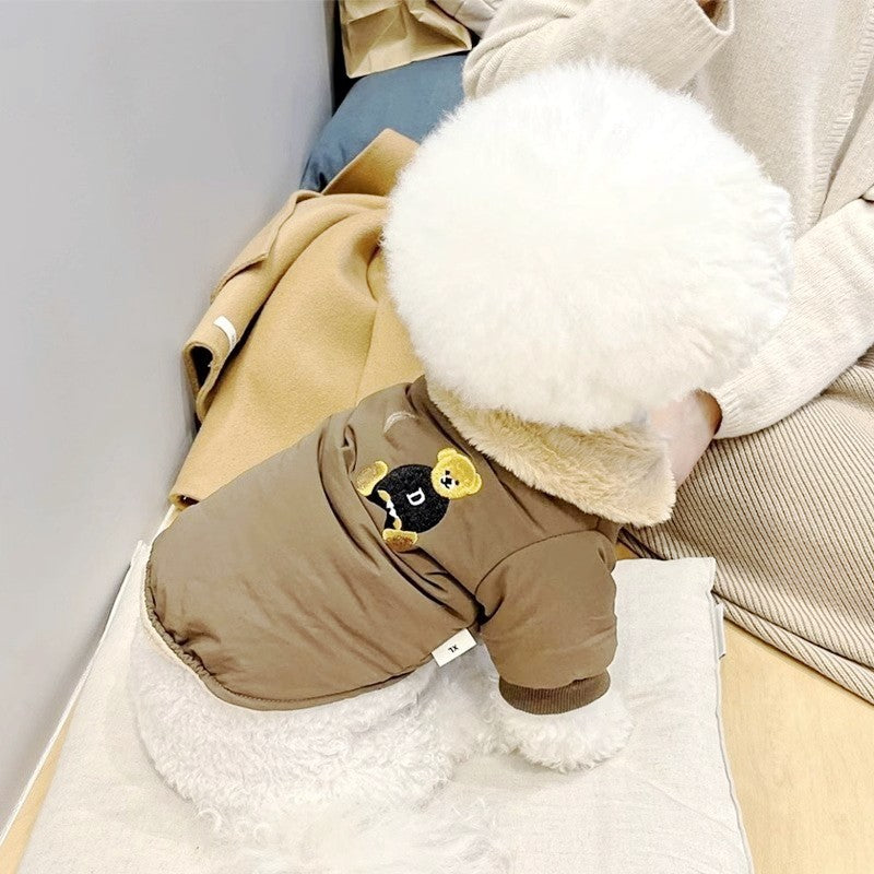 Jaqueta Fashion para Cães Down, Jaqueta de Inverno Quente para Cães, Estampa de Urso, Jaqueta para Cachorros, Casaco Macio e Fofo para Gatos, Roupas para Cães Bulldog Francês