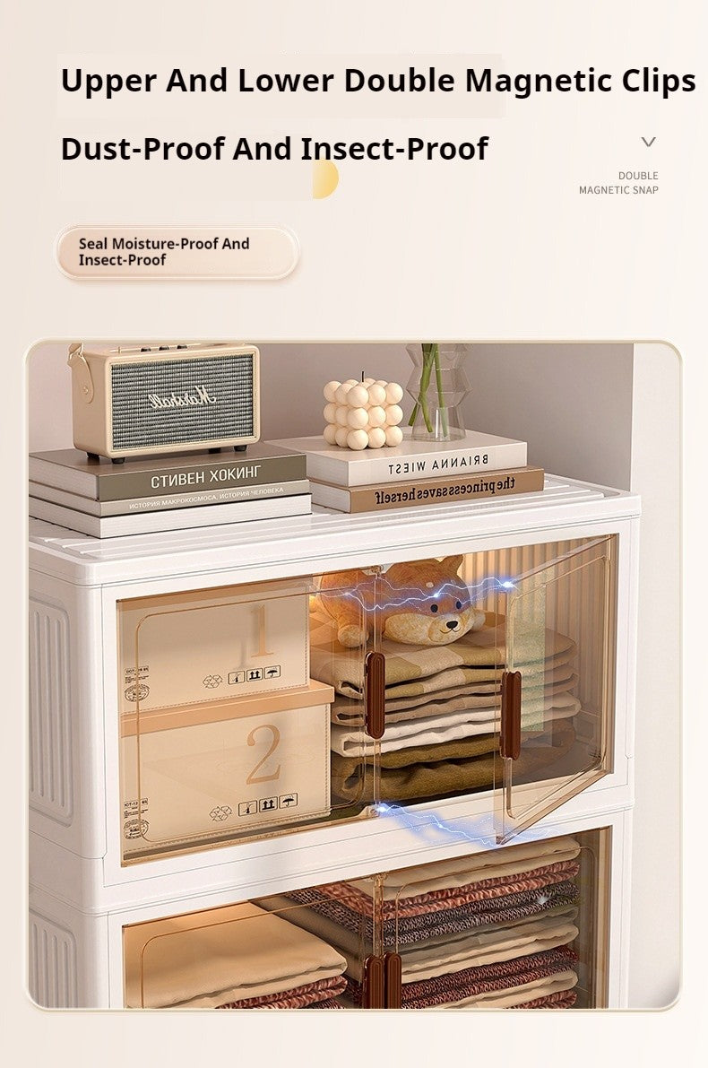 Large Volume Multifunction Folding Living Room Cabinet Closet Organizer With Wheel Stackable Sundries Large Capacity Storage Box