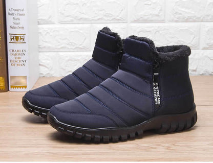 Botas de Inverno Masculinas Tênis de Algodão Quente com Zíper Botas de Neve Cano Curto, Sapatos Casuais de Outono Botas de Neve Impermeáveis com frete grátis