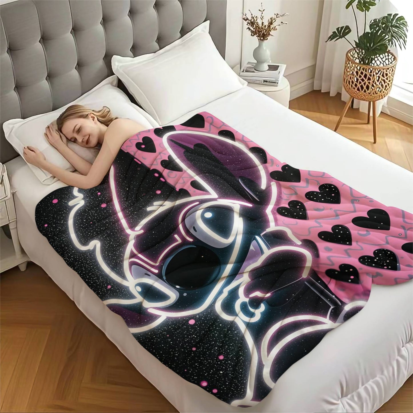 Disney Dream Stitch Print Blanket Multifunctional Flannel Blanket Birthday Gift for Home Outdoor Travel Camping Nap Cover